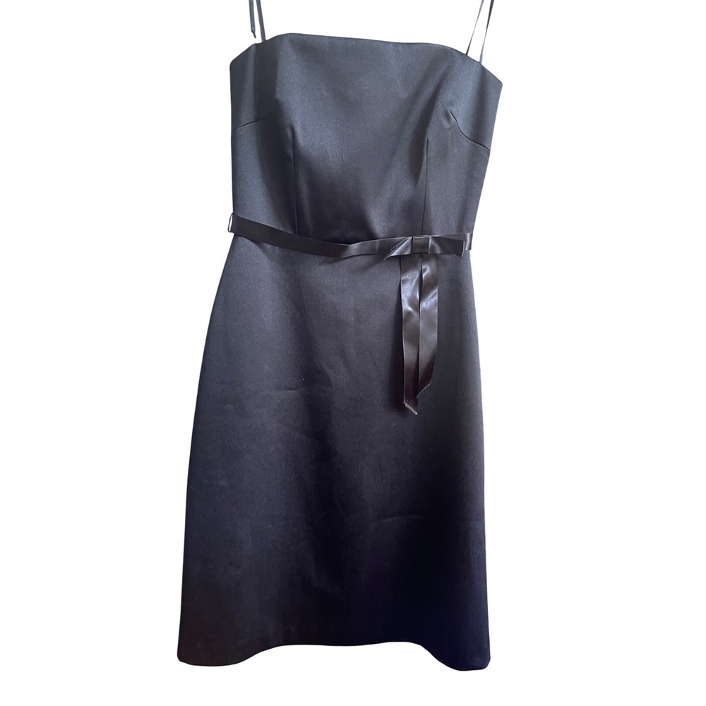 Laundry Shelly Segal Black Strapless A-Line Y2K Cocktail Dress w Ribbon Belt 4
